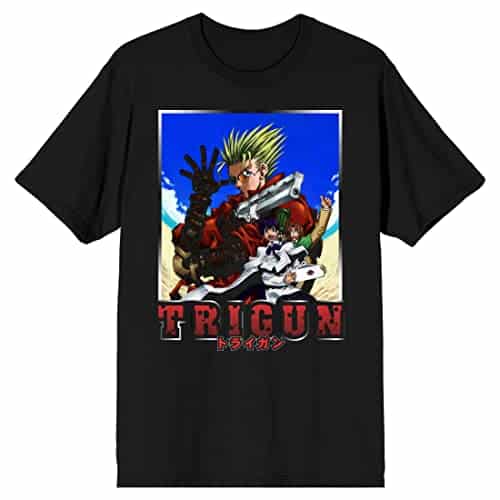 Bioworld Trigun Characters Over Beach Men'S Black T Shirt Medium