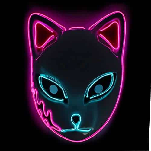 Chanruner Demon Mask Slayer,Led Cosplay Mask Japanese Anime Demons Anime Slayer Photography Props Toy