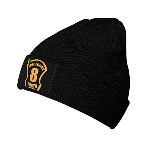 Fire Force Knit Hat Winter Ski Warm Knitted Caps Plain Cuffed Beanie For Men Women Black