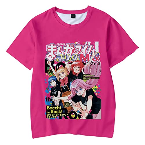Manga Bocchi The Rock Anime T Shirt Crewneck Short Sleeve Men Women's Tshirt Harajuku Streetwear D Clothes (JY,M)
