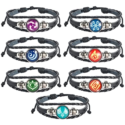 Utiehd Genshin Impact Bracelet Pack, Animne Element Luminous Bracelets Glow In Dark, God'S Eye Time Gem Bracelet Of Fire, Ice, Wind, Grass, Rock, Thunder, Water