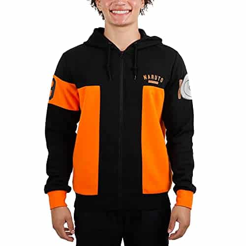 Bioworld Men's Naruto Shippuden Anime Cartoon Cosplay Zippered Hoodie Sweatshirt XXL Multicolored