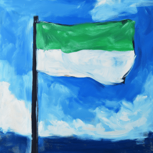 blue white green flags