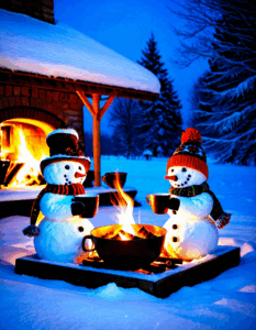 snowmen at night