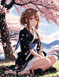 anime girl sitting